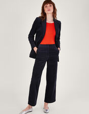 Cord Wide Leg Suit Trousers, Blue (MIDNIGHT), large