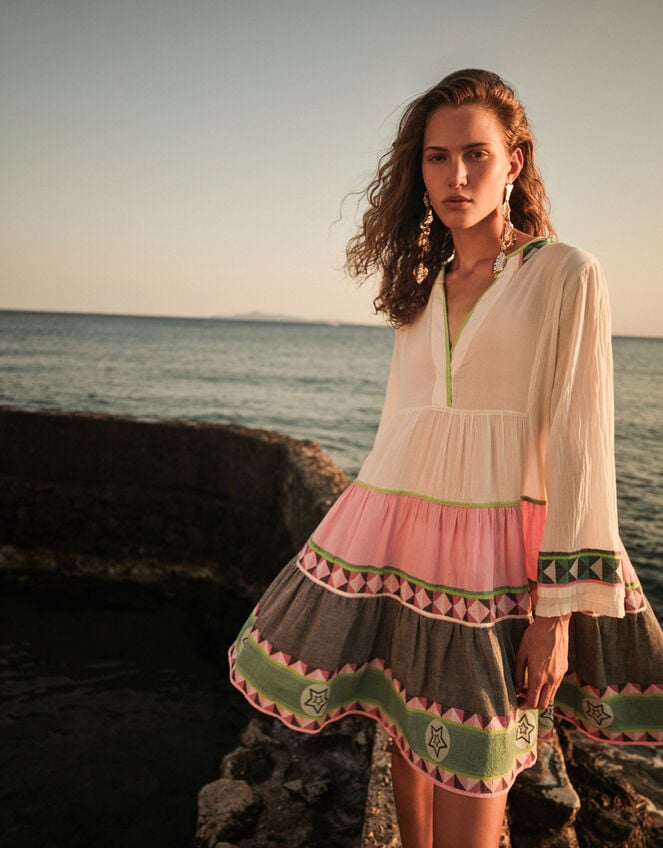 Devotion Twins Ella Geometric Stripe Mini Dress, Multi (MULTI), large