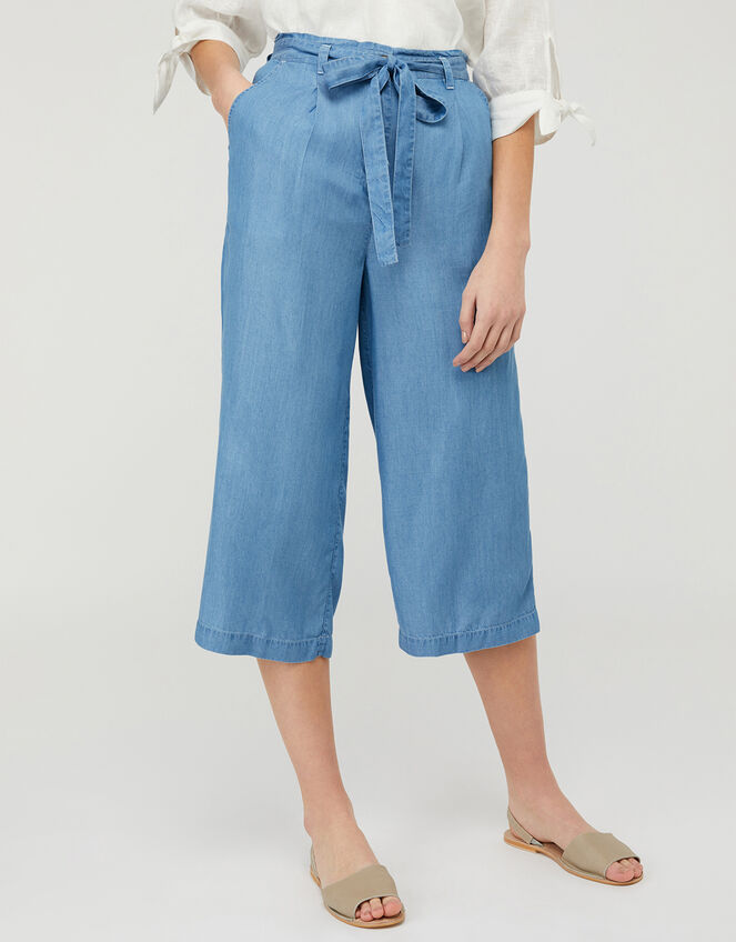 Tally Cropped Trousers in LENZING™ TENCEL™, Blue (DENIM BLUE), large
