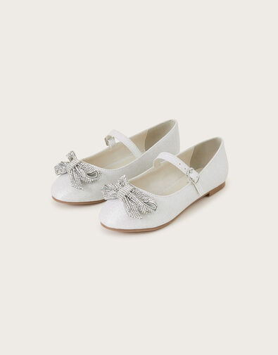 Bobbie Dazzle Bow Ballerina Flats, Ivory (IVORY), large