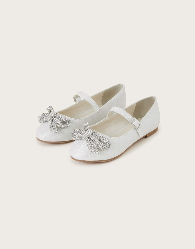 Bobbie Dazzle Bow Ballerina Flats, Ivory (IVORY), large