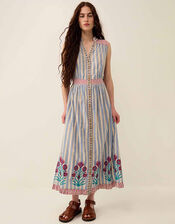 East Rylea Placement Print Cotton Midi Dress, Blue (BLUE), large