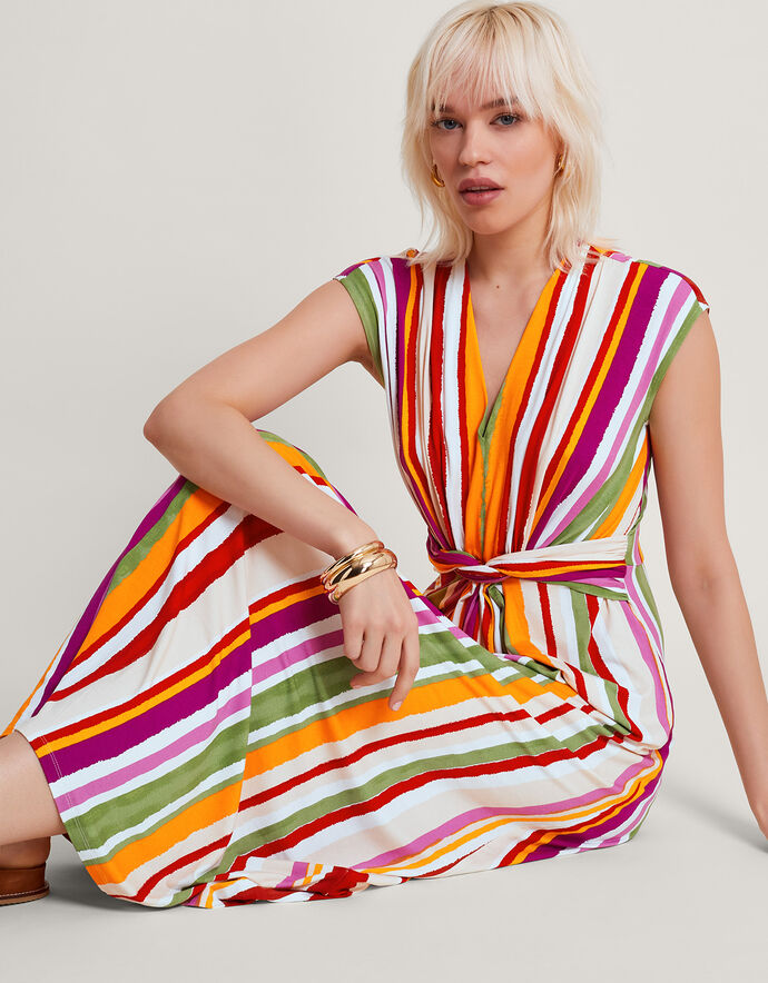 Elise Stripe Maxi Dress Pink | Maxi Dresses | Monsoon UK.