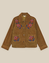 East Lizzy Embroidered Corduroy Jacket, Green (OLIVE), large
