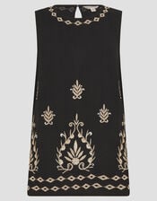 Saffron Embroidered Tank Top, Black (BLACK), large