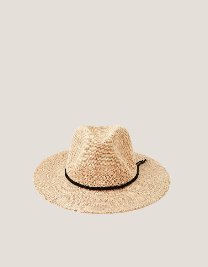 Nene Woven Fedora Sun Hat, Natural (NATURAL), large