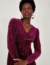 Zahra Velvet Tea Dress, Red (BERRY), large