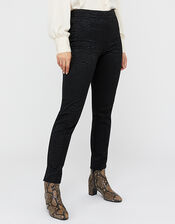 Zeta Zebra Jacquard Trousers, Black (BLACK), large