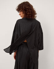 Nora Textured Cotton Shirt, Black (BLACK), large