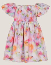 Baby Floral Broderie Puff Sleeve Party Dress, Pink (PINK), large