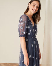Mellie Embellished Midi Dress, Grey (CHARCOAL), large