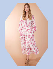 East Philomena Print Midi Dress, Pink (PINK), large