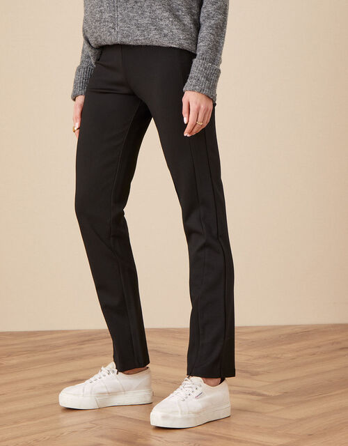Philippa High-Waisted Zip Ponte Trousers, Black (BLACK), large