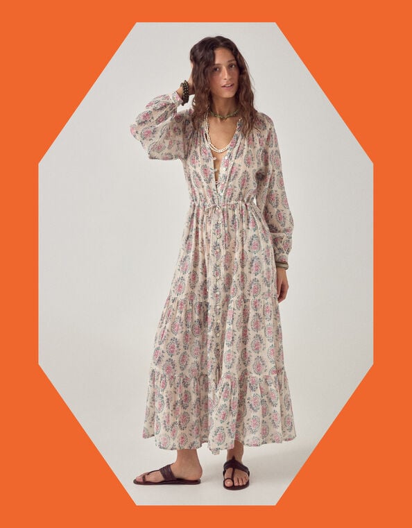 Maison Hotel Anne Floral Shimmer Maxi Dress, Multi (MULTI), large