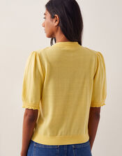 Tegan Short Sleeve Cardigan, Yellow (YELLOW), large