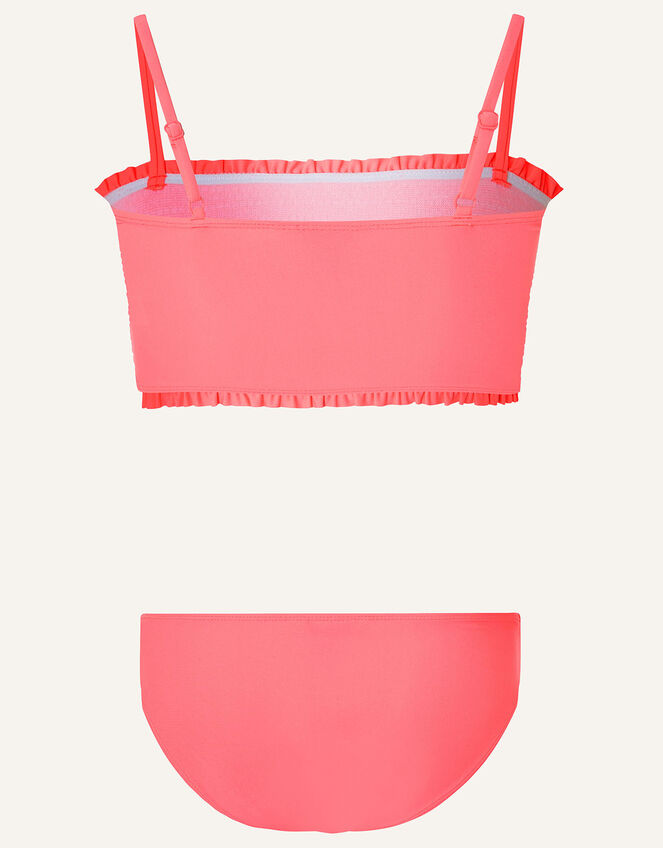 Stitchy Shirred Bikini Set, Orange (CORAL), large