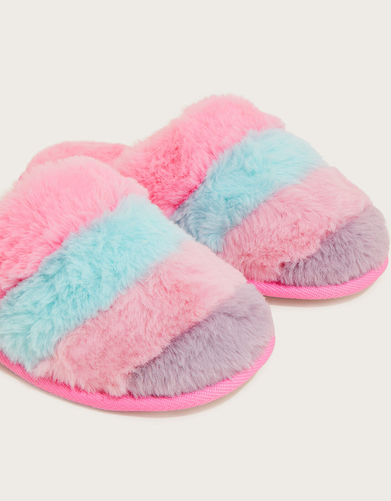 Rainbow Furry Mule Slippers Multi