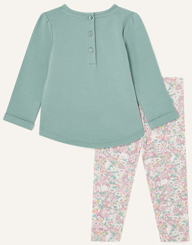 Baby Bunny Floral Top and Legging Set, Blue (AQUA), large
