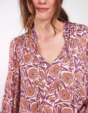 East Alex Print Satin Blouse, Natural (ECRU), large