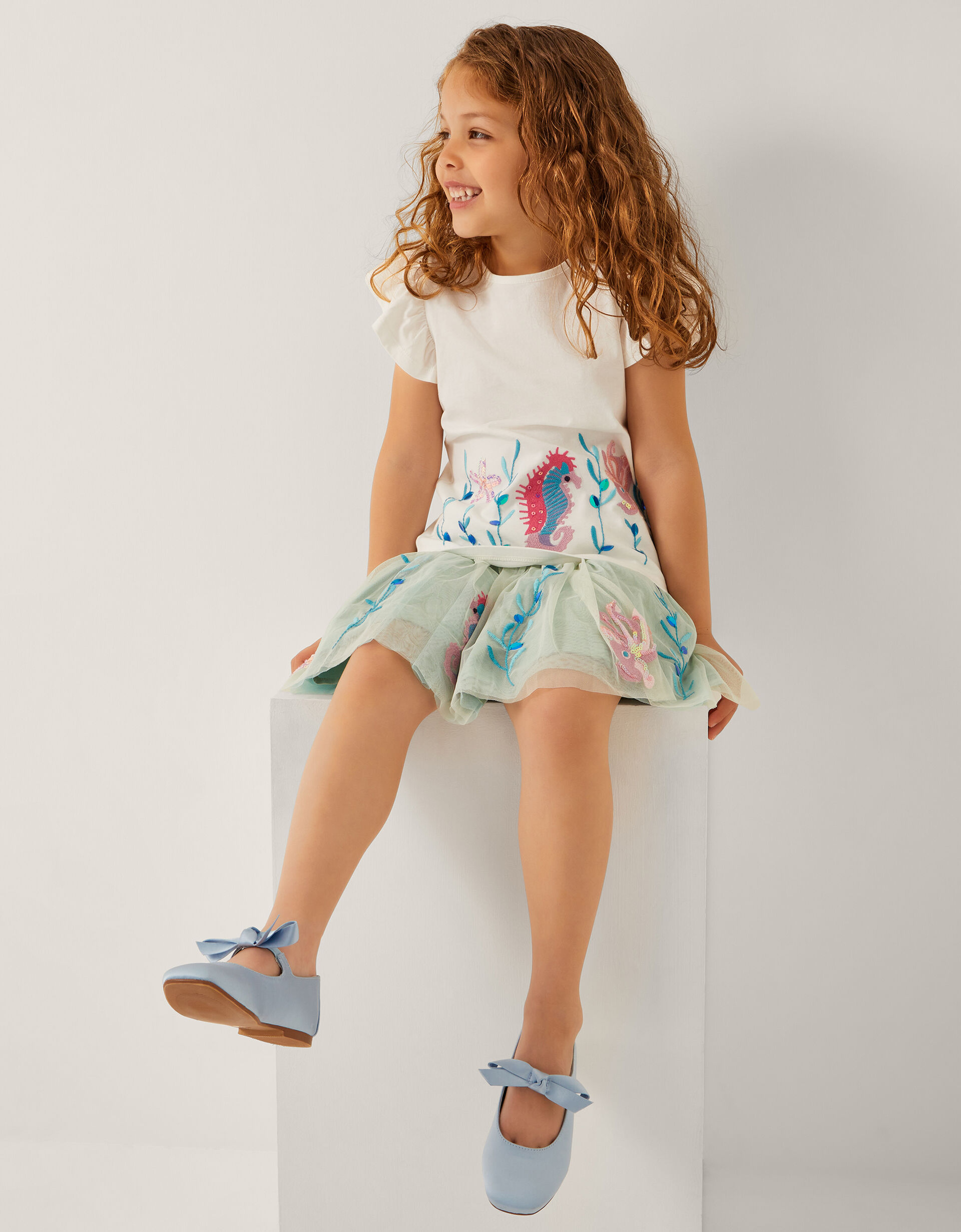 Sea Life Embellished Jersey T-Shirt Ivory