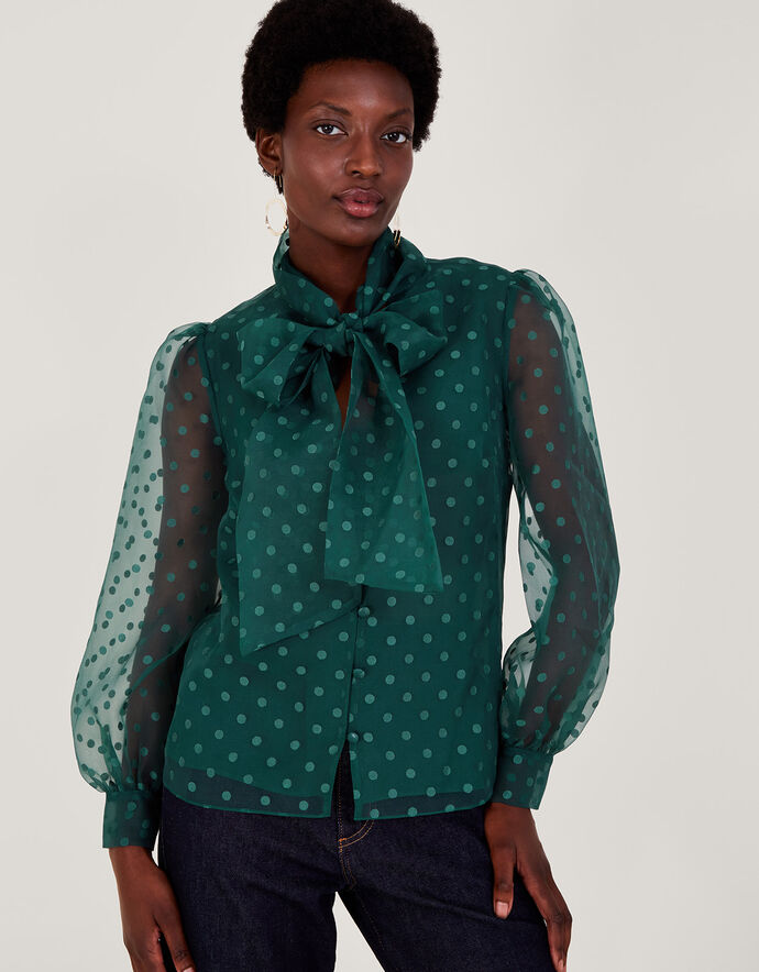 Rosanne Blouse Green Patterned