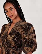 Freda Velvet Midi Dress, Black (BLACK), large