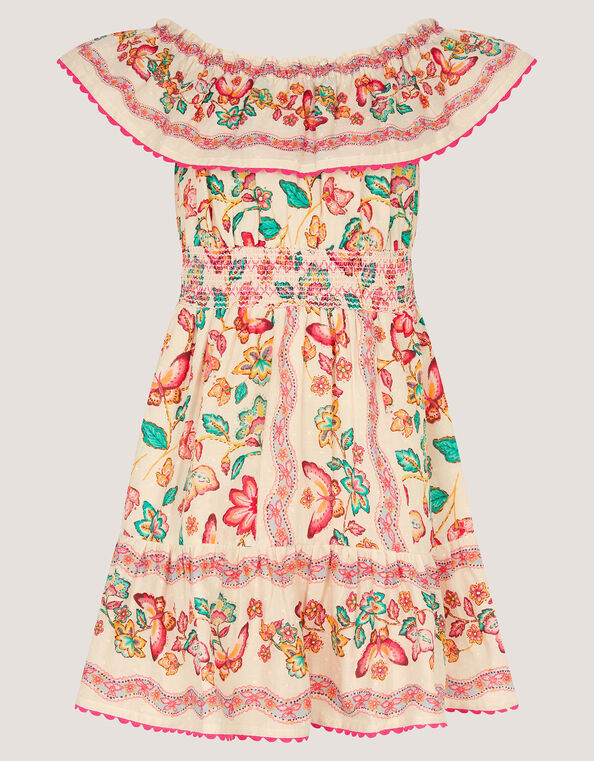 Jelena Butterfly Print Bardot Dress, Ivory (IVORY), large