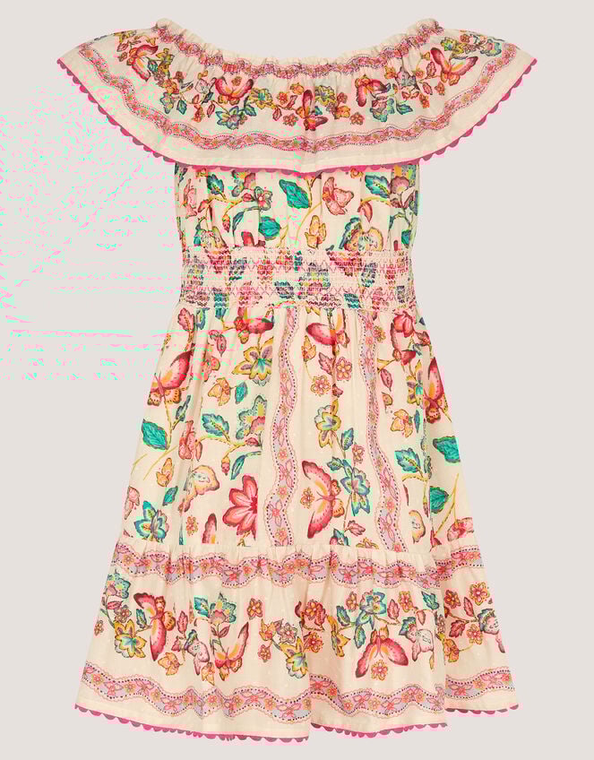 Jelena Butterfly Print Bardot Dress, Ivory (IVORY), large