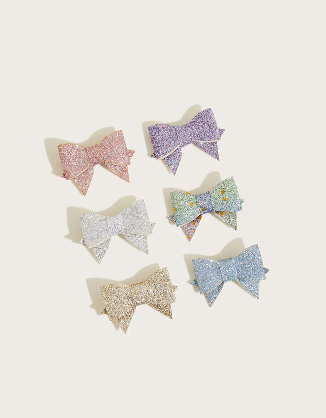 Rainbow Bowtique Hair Clips 6 Pack, , large