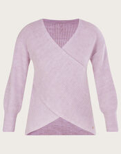 Super-Soft Ribbed Ballet Wrap Jumper, Purple (LILAC), large