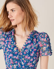 Rebecca Floral Chiffon Dress, Blue (BLUE), large