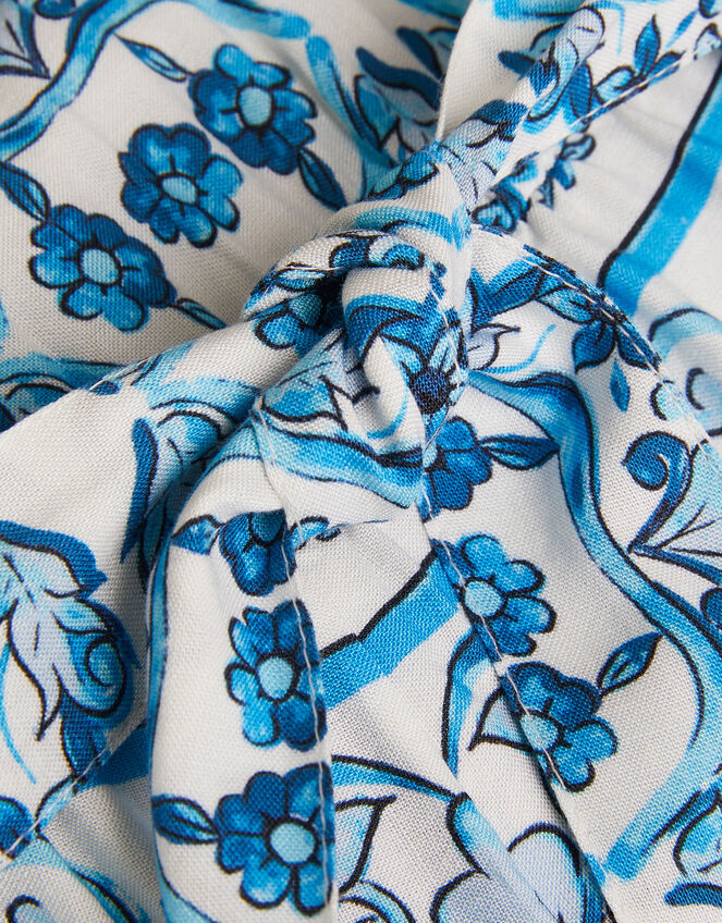 Ornate Floral Print Playsuit, Blue (BLUE), large