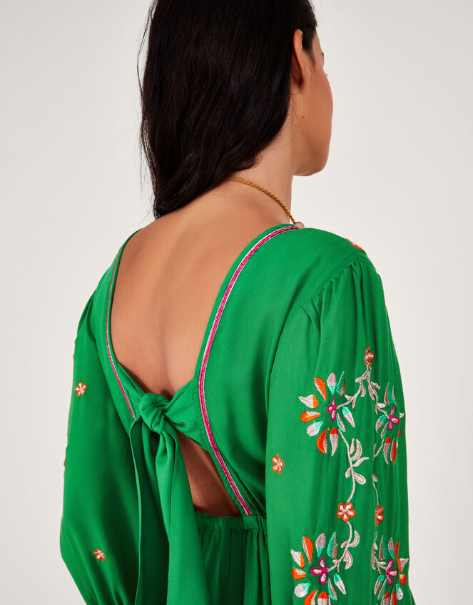 Embroidered Maxi Kaftan Dress in LENZING™ ECOVERO™, Green (GREEN), large