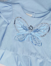 Sequin Butterfly Hanky Hem Party Dress, Blue (BLUE), large