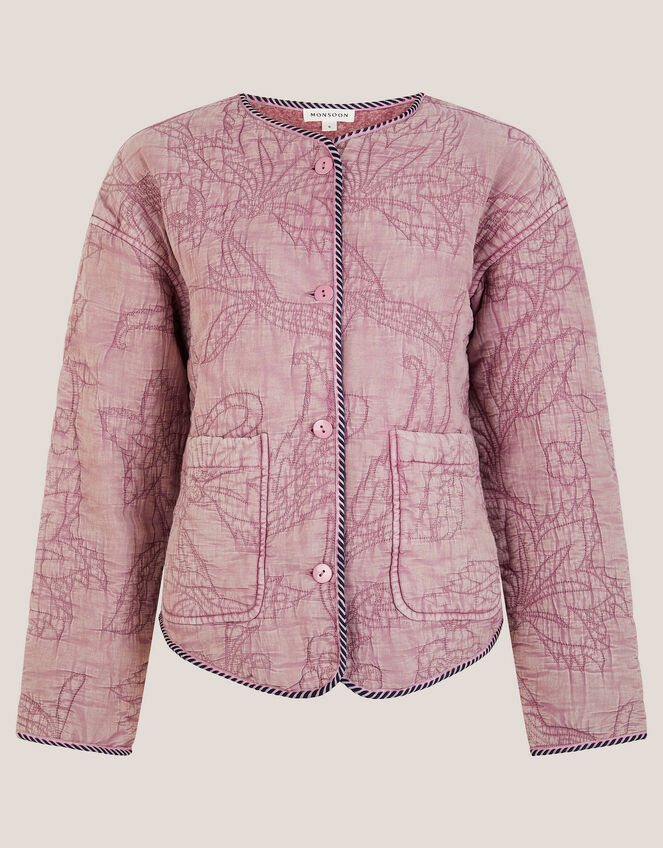 Hazel Floral Quilted Jacket, Pink (BLUSH), large