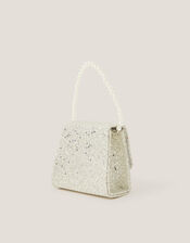 Glitter Pearl Bow Handbag & Hair Clips Set, , large