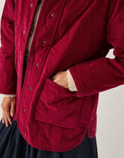 Mandy Corduroy Quilted Jacket, Red (BURGUNDY), large