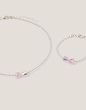 Belle Bow Beaded Necklace & Bracelet Set, , large