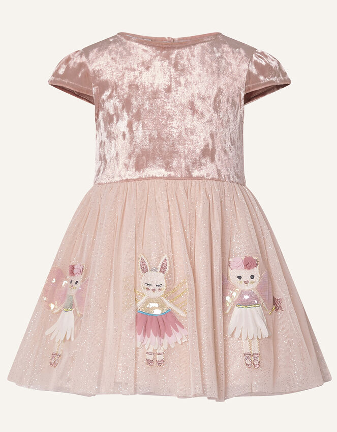 Baby Velvet Mice Applique Dress, Pink (PINK), large