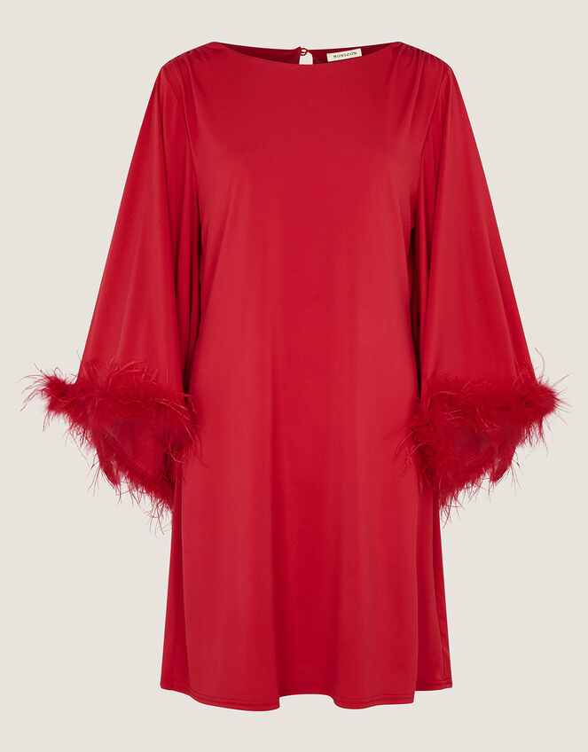 Fi Feather Tunic Dress, Red (RED), large
