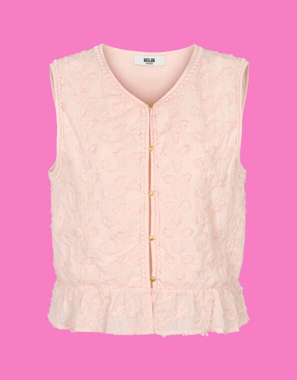 Moliin Ditte Embroidered Vest Top, Pink (PINK), large