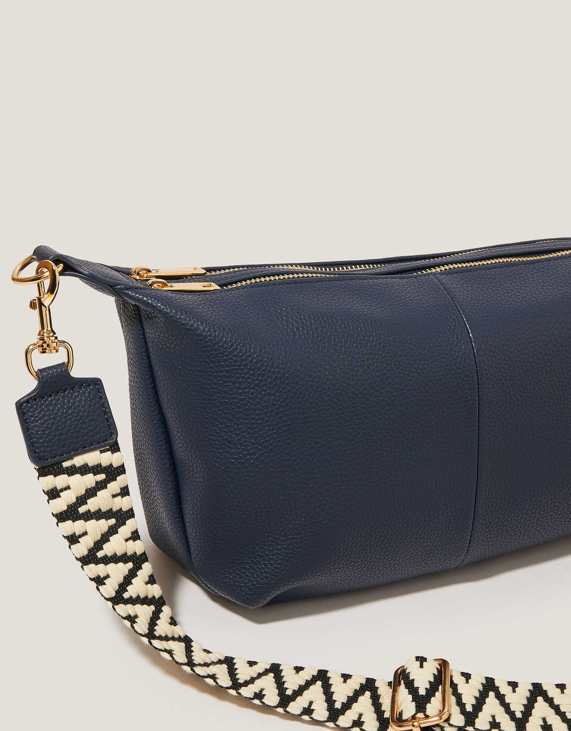 Double Zip Sling Cross Body Bag