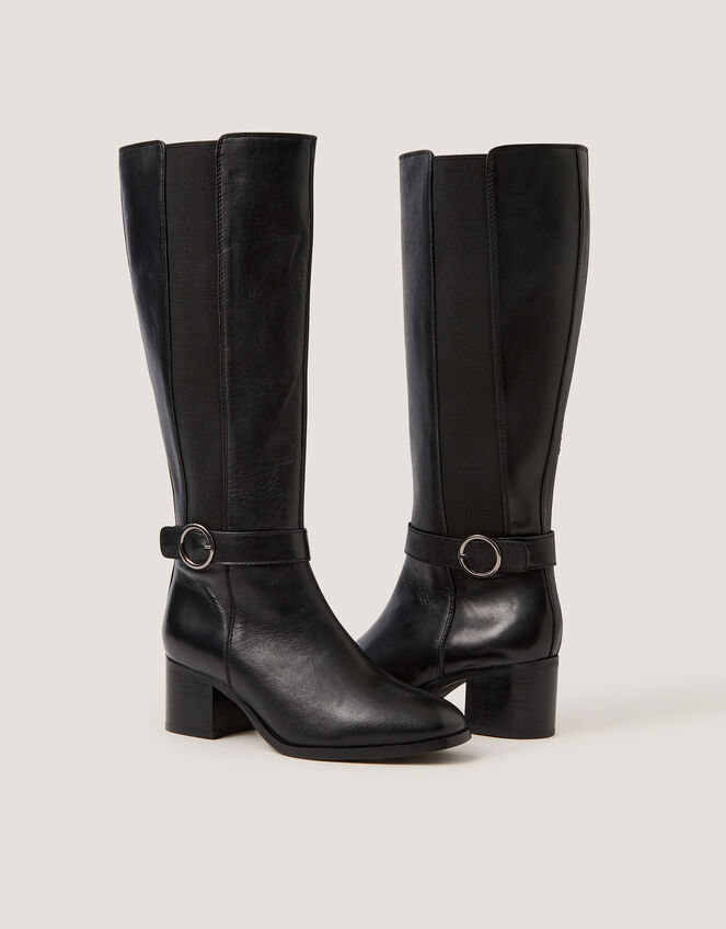 Tori Leather Knee High Boots, Black (BLACK), large