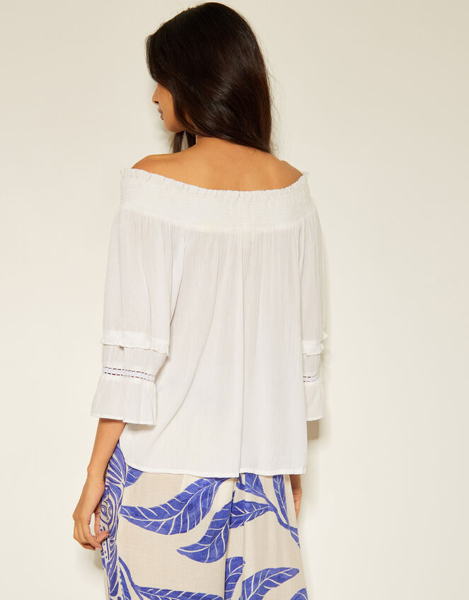Ava Off-The-Shoulder Smock Top, White (WHITE), large