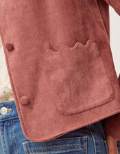 Sierra Scallop Faux Suede Jacket, Pink (ROSE), large