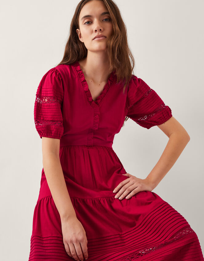 Wendy Tiered Midi Dress, Red (RED), large