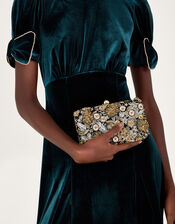 Metallic Bouquet Box Clutch, , large