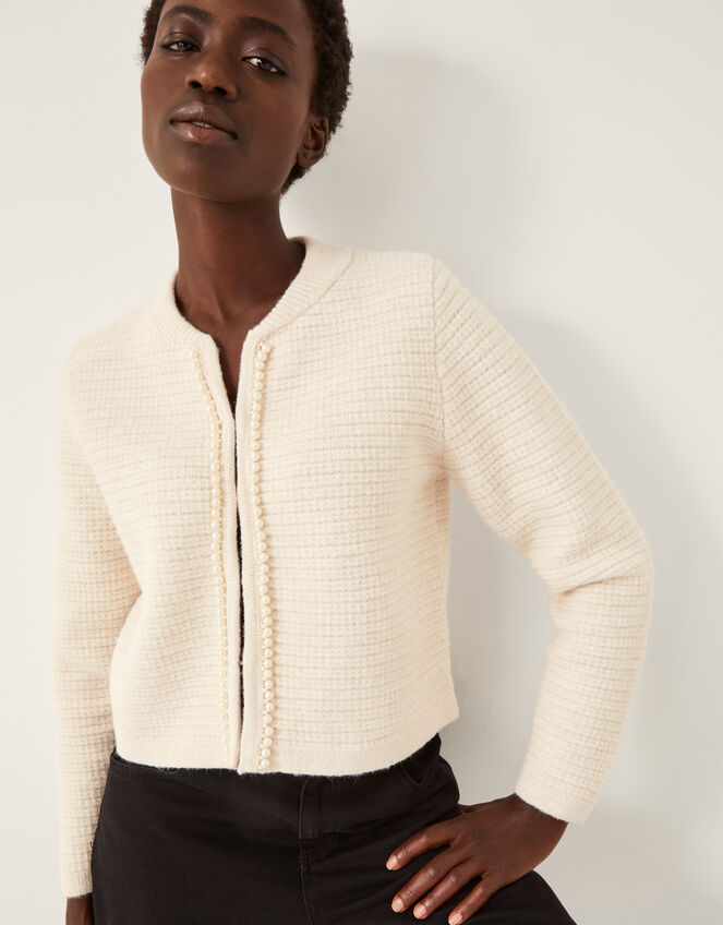Paula Pearl Embellished Cardigan Ivory