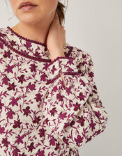 Felipa Floral Print Jersey Top, Ivory (IVORY), large