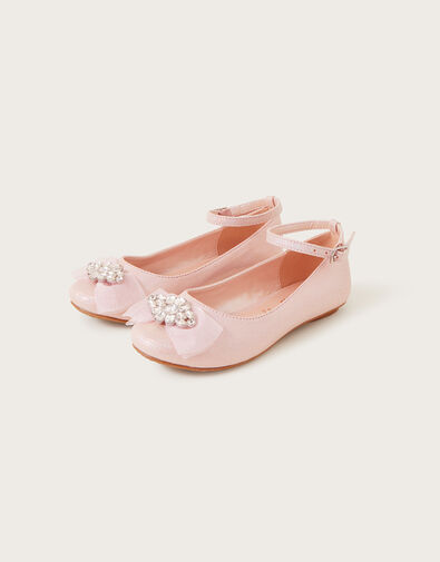 Jewel Organza Bow Ballerina Flats, Pink (PINK), large